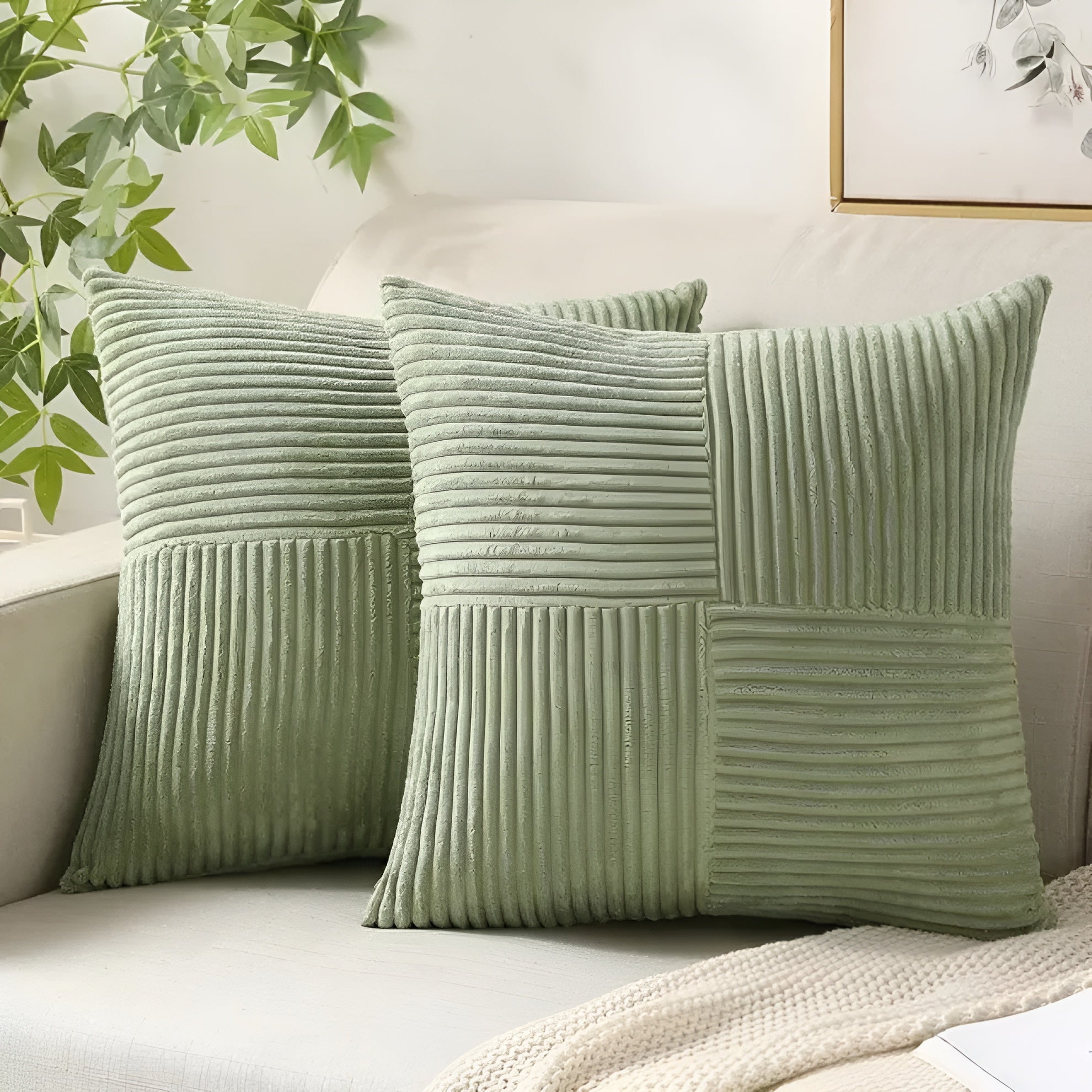 Dekorativ Sofapute – Myk i Premium Kvalitet | Koselig og Stilfull for Sofa og Stue - Lysegrønn / 45x45 cm - Pynteputer
