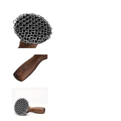 Kjettingbørste I Rustfritt Stål – Fjerner Fastbrent Smuss Enkelt | Perfekt For Støpejernspanner Og Dutch Oven - 1