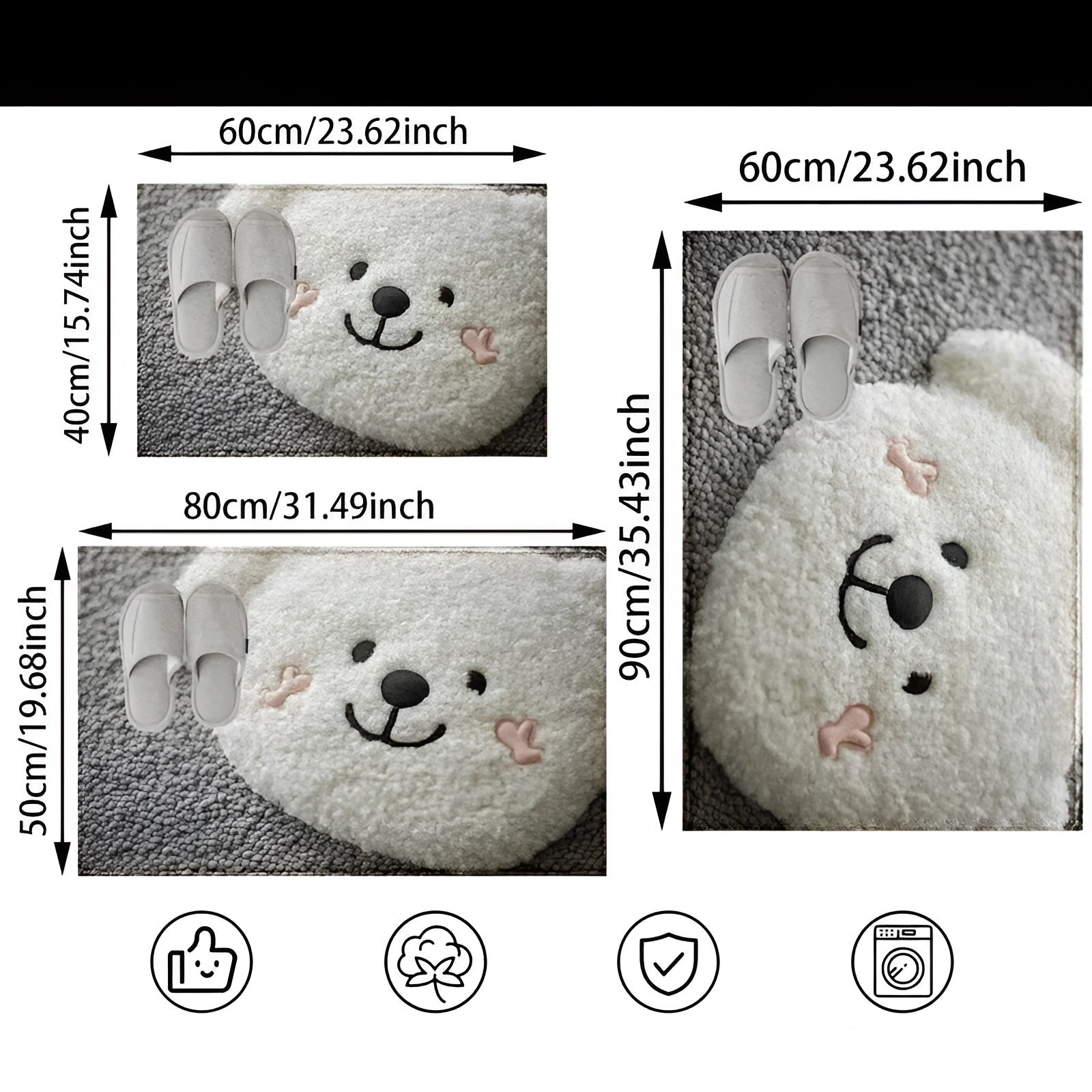 Badezimmerteppich mit Bärenmotiv – Weich & Rutschfest | Dekorative Matte für Zuhause