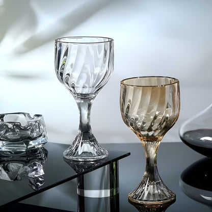 Retro drikkeglass med stett (6 stk) – Dekorative i rillet vintage-design | Elegante til borddekking og servering