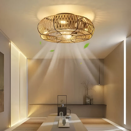 Takvifte med Rottinglampe – Håndflettet og Dekorativ | Perfekt for Stue og Soverom