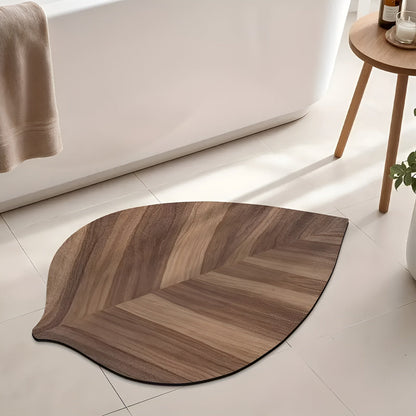 Baderomsmatte i Bladform – Vannabsorberende og Sklisikker | Hurtigtørkende Teppe for Dusj og Vask