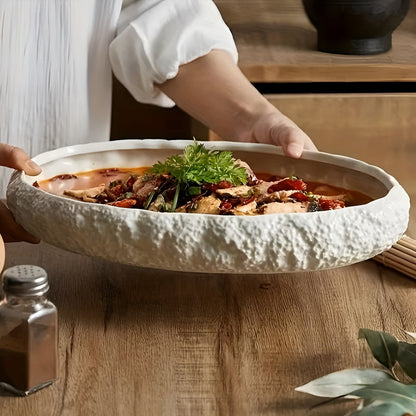2er Set große Keramik-Fischplatten – Hochwertiges Serviergeschirr in Steinoptik | Perfekt für Fisch und Meeresfrüchte