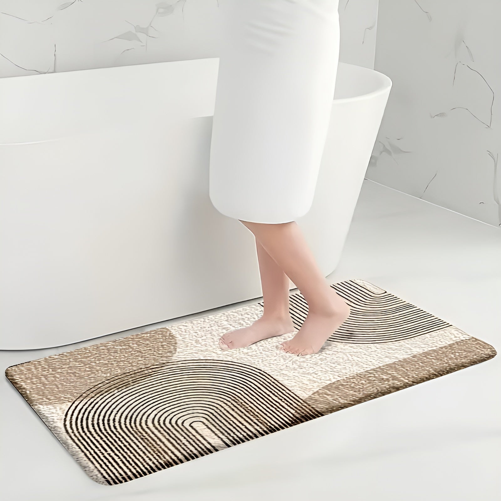 Badezimmermatten Set 4-teilig – Modern & Rutschfest | Weiche WC-Vorleger & Deckelbezug für Stilvolle Baddekoration