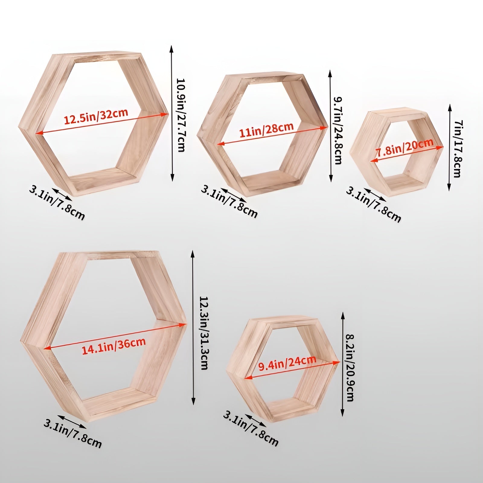 Hexagon Vegghyller (5-pk) – Dekorative og Plassbesparende | Tre Perfekt for Stue og Soverom - Vegghyller