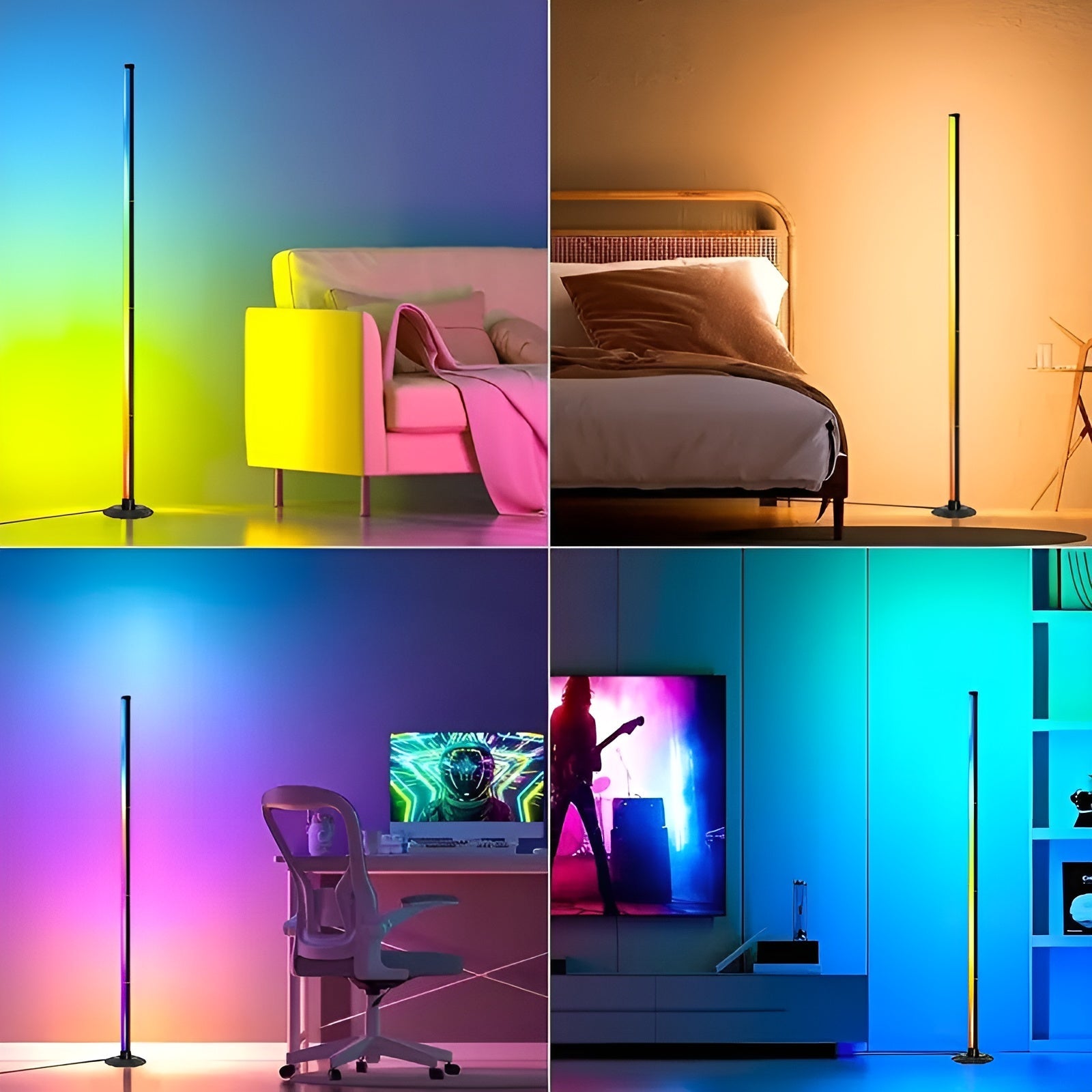 LED-Gulvlampe med RGBICB-fargeendring – Moderne Aluminiumslampe med App og fjernkontroll | Dimmbar stemningsbelysning for Hjemmet Ditt