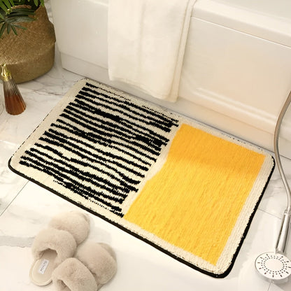 Luksuriøs Håndlaget Badematte – Abstrakt Design For Stilfulle Baderom