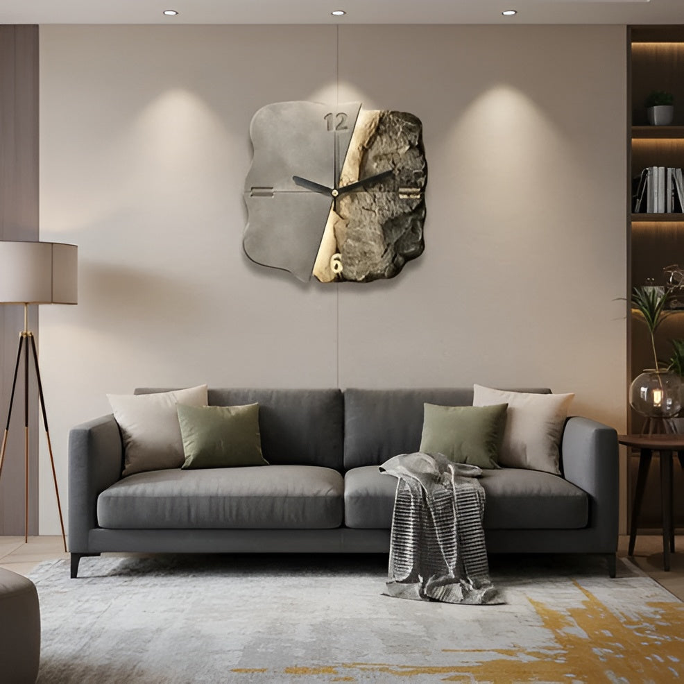Sandstein Veggklokke – Moderne 3D-Design | Dekorativ for Stue og Kontor