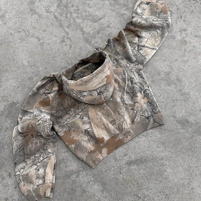 Vannavvisende glidelås på fleece camo-hettegenser