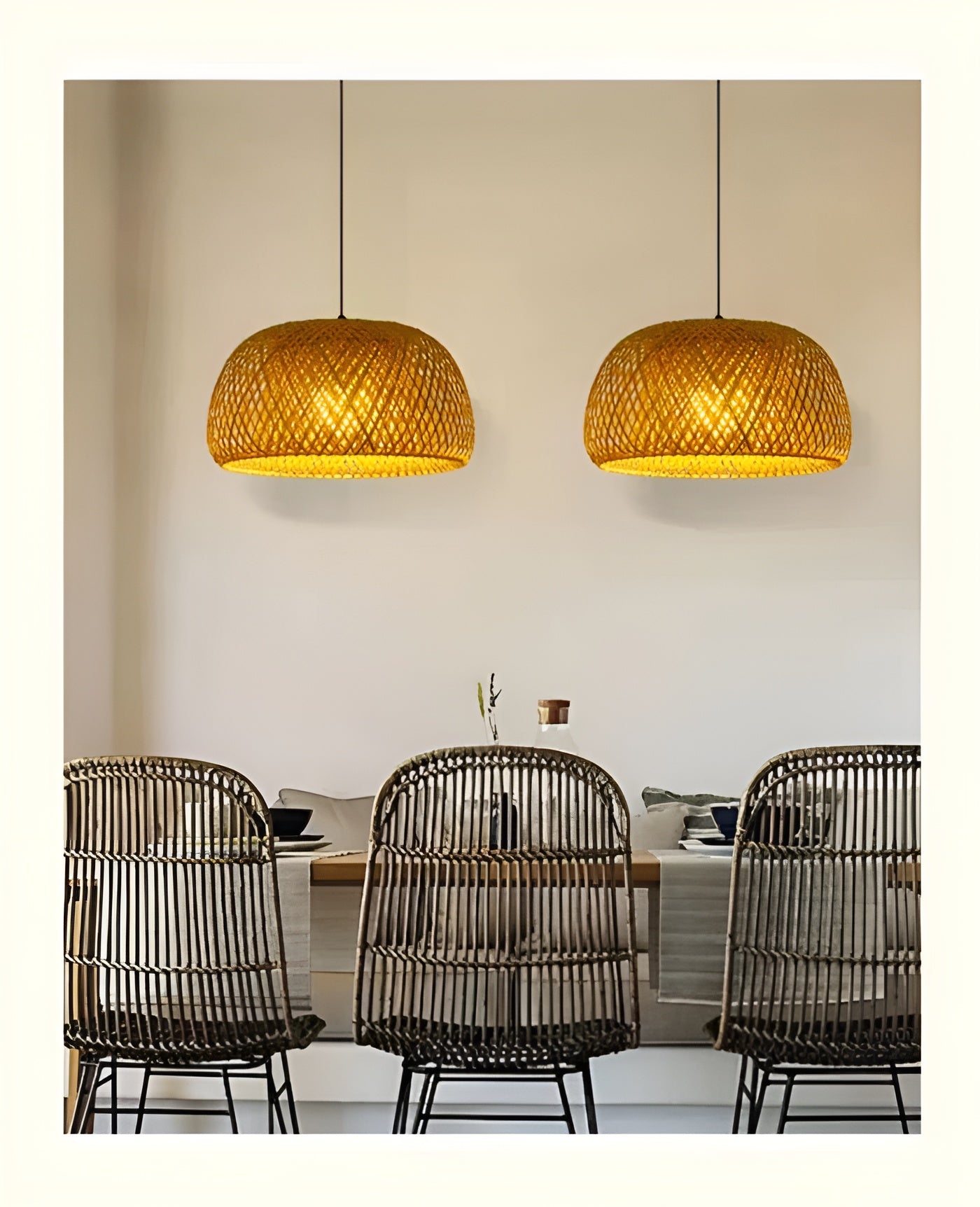 Rattan Taklampe – Dekorativ og Naturlig | Perfekt for Stue og Spisestue