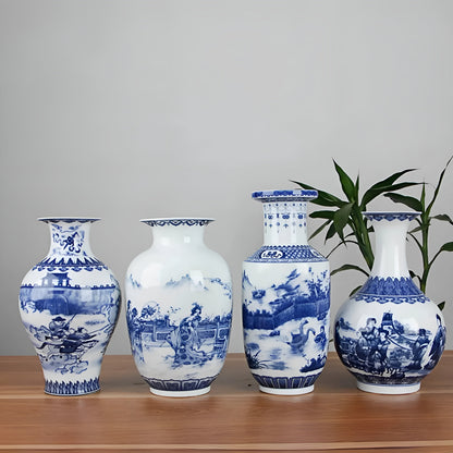 Klassische blau-weiße Keramikvase im China-Stil – Antikes Design für stilvolle Wohnakzente