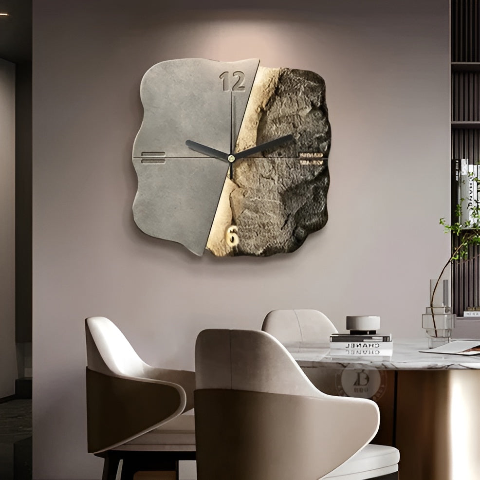 Sandstein Veggklokke – Moderne 3D-Design | Dekorativ for Stue og Kontor