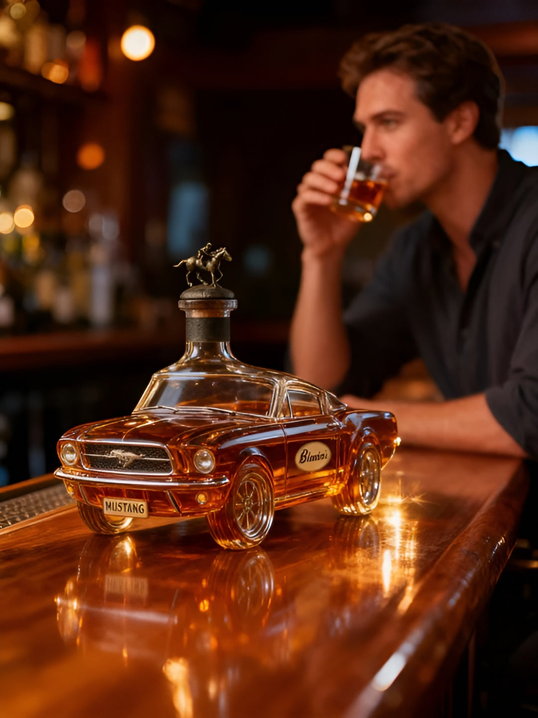 Mustang-whiskykaraffel I Glass – Elegant Karaffel I Sportsbil-design