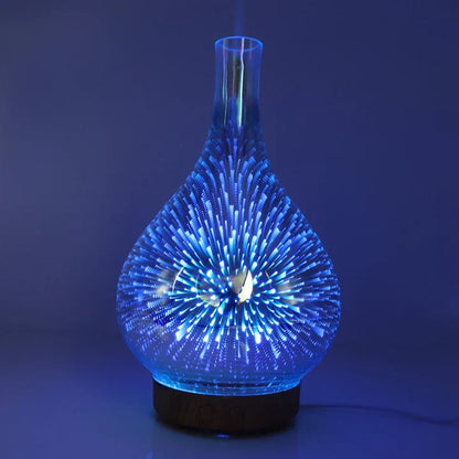 Aroma Diffusor Med 3d-glassdesign - Led-fargeendring Og Duftoljefunksjon