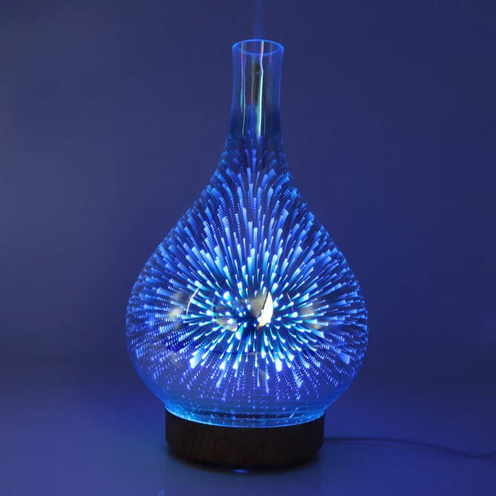 Aroma Diffusor Med 3d-glassdesign - Led-fargeendring Og Duftoljefunksjon