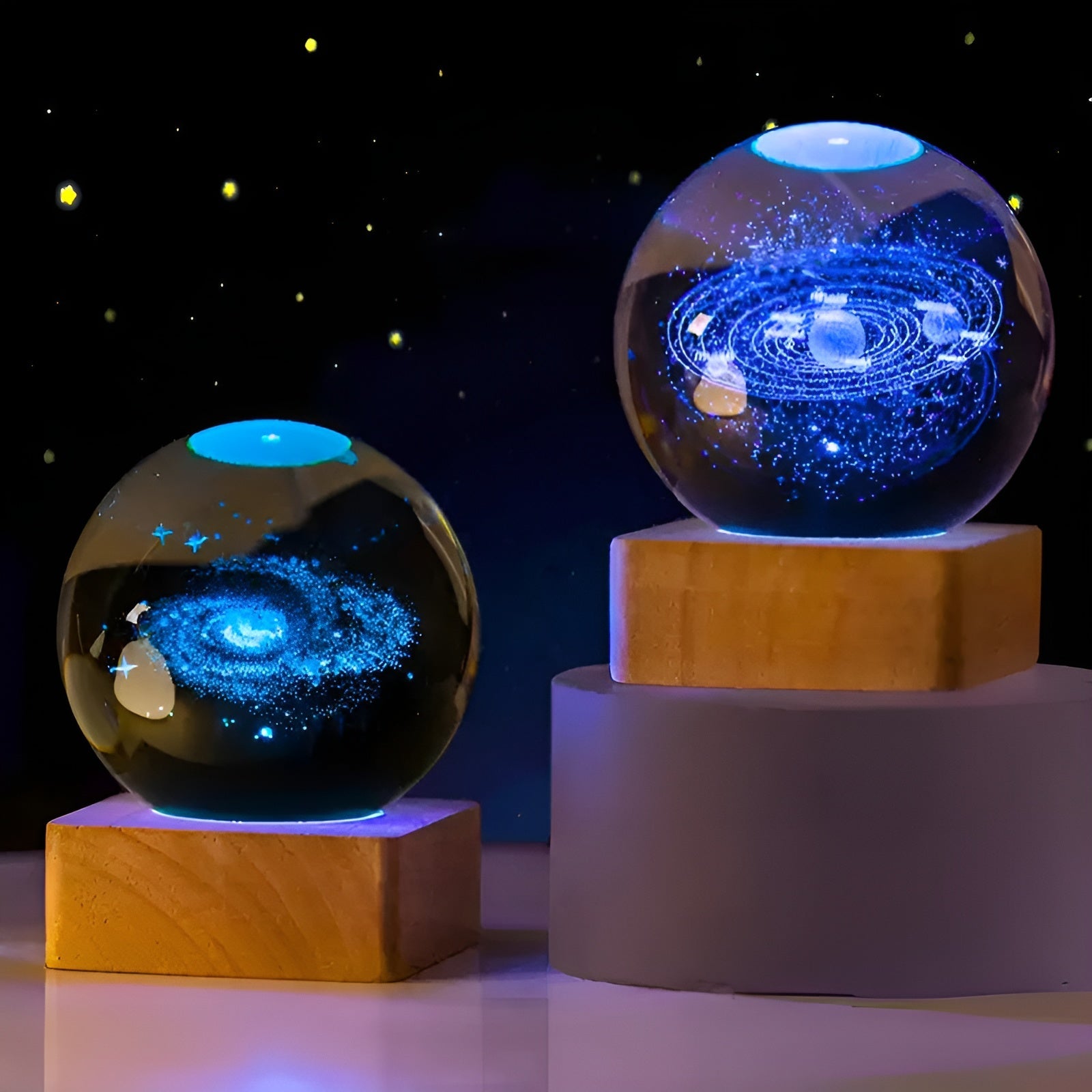 LED Krystallkule – Magisk Lys med Melkeveis-Effekt | Dekorativt Nattlys for Hjemmet