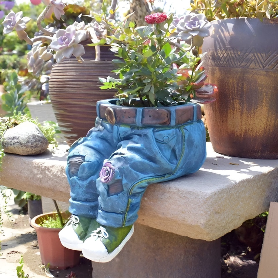 Unik Blomsterpotte i Resin – Denim-inspirert Design | Et Blikkfang for Ethvert Rom