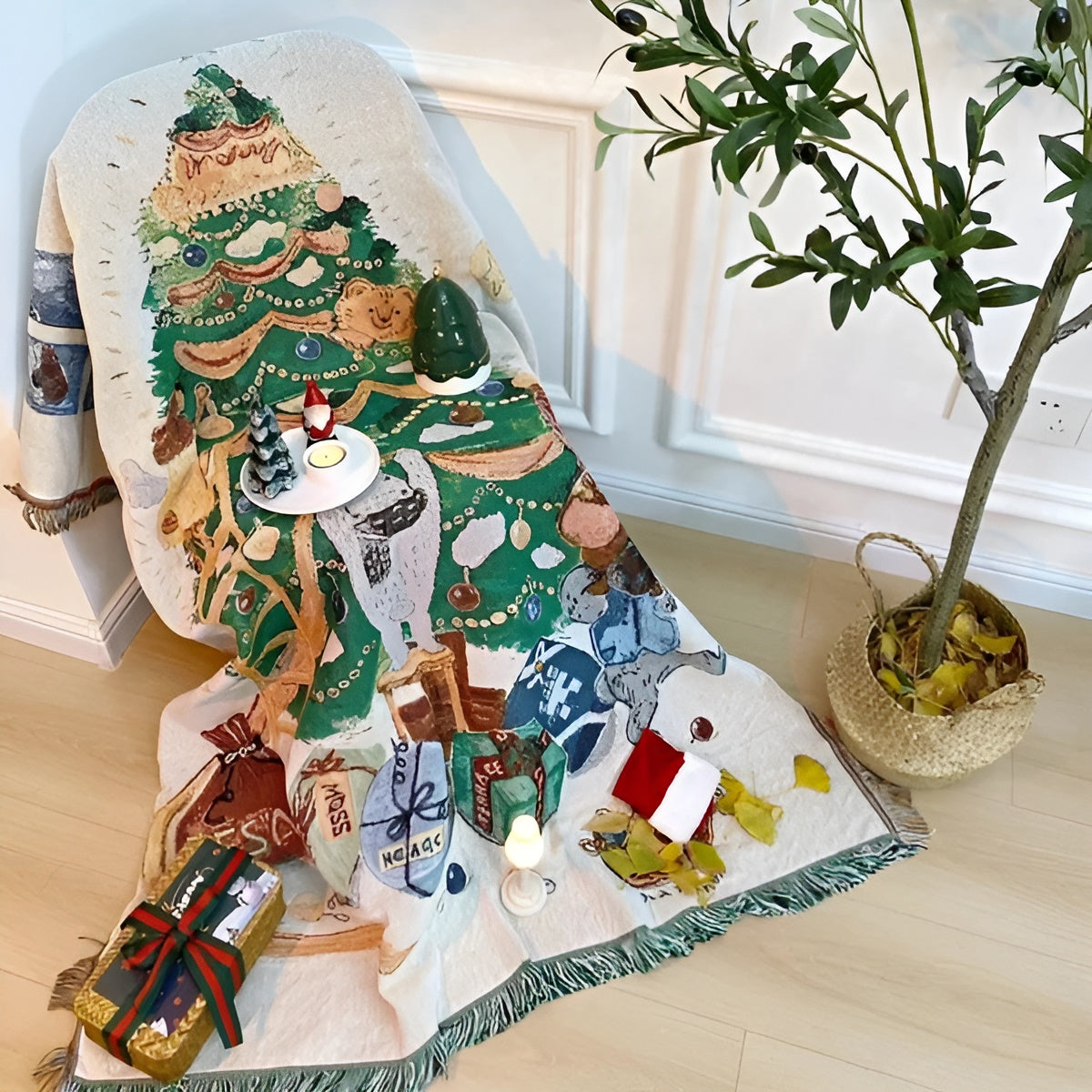 Juleteppe med Nøtteknekker-motiv – Mykt Fleece | Perfekt for Vinterkvelder og Dekorasjon - Tepper