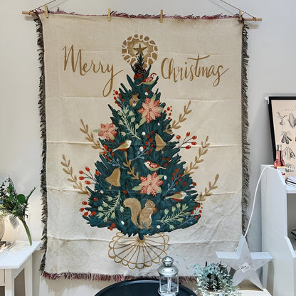 Juleteppe med Nøtteknekker-motiv – Mykt Fleece | Perfekt for Vinterkvelder og Dekorasjon - Juleekorn / 130 x 160 cm