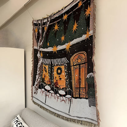 Juleteppe med Nøtteknekker-motiv – Mykt Fleece | Perfekt for Vinterkvelder og Dekorasjon - Julestjerne / 130 x 160 cm