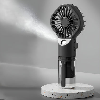 Kompakt Håndvifte Med Sprayfunksjon – Usb-oppladbar Minivifte Med Vannbeholder Og 4 Hastighetsinnstillinger