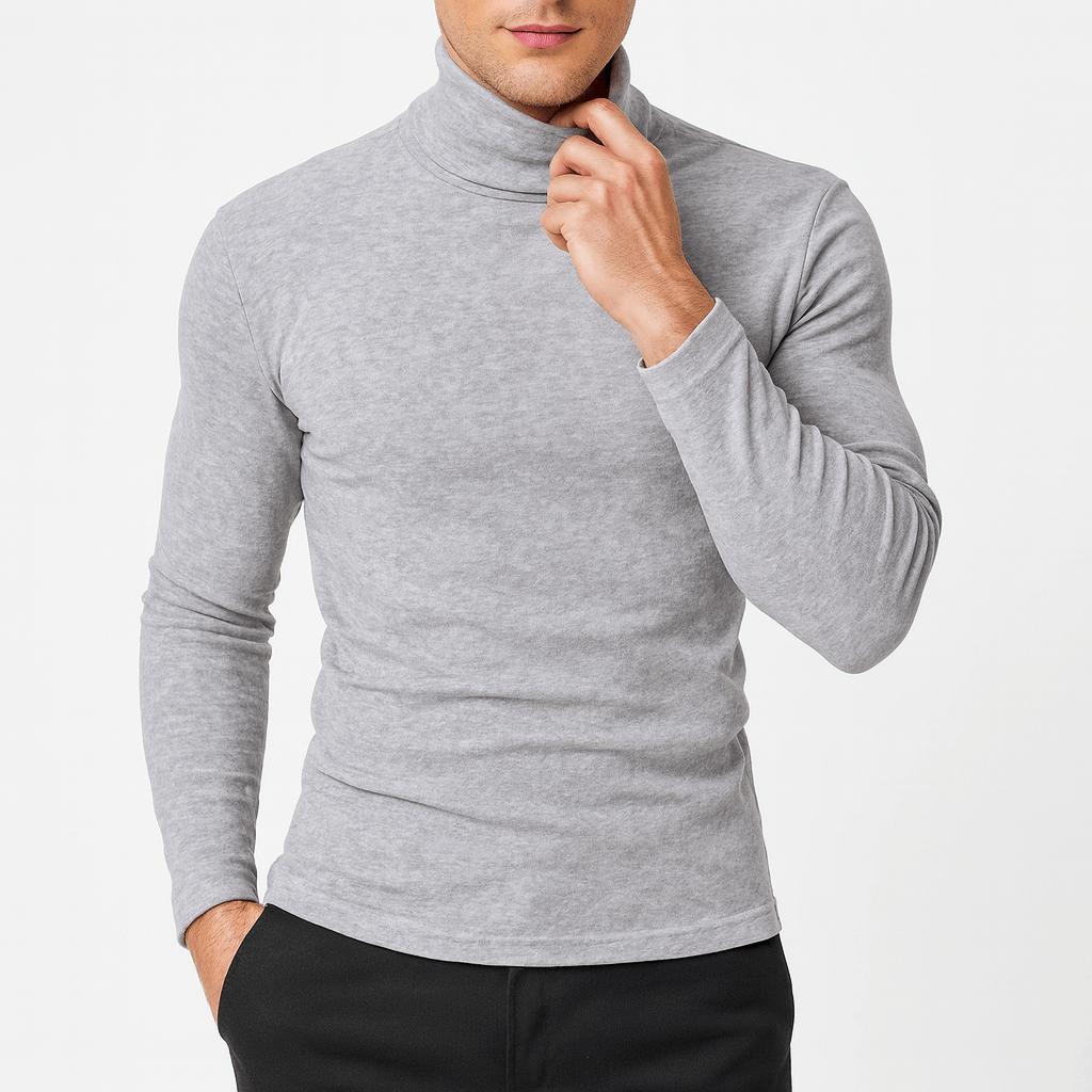Slim fit rullekragebluse i stretchbomullsblanding – sideprofil