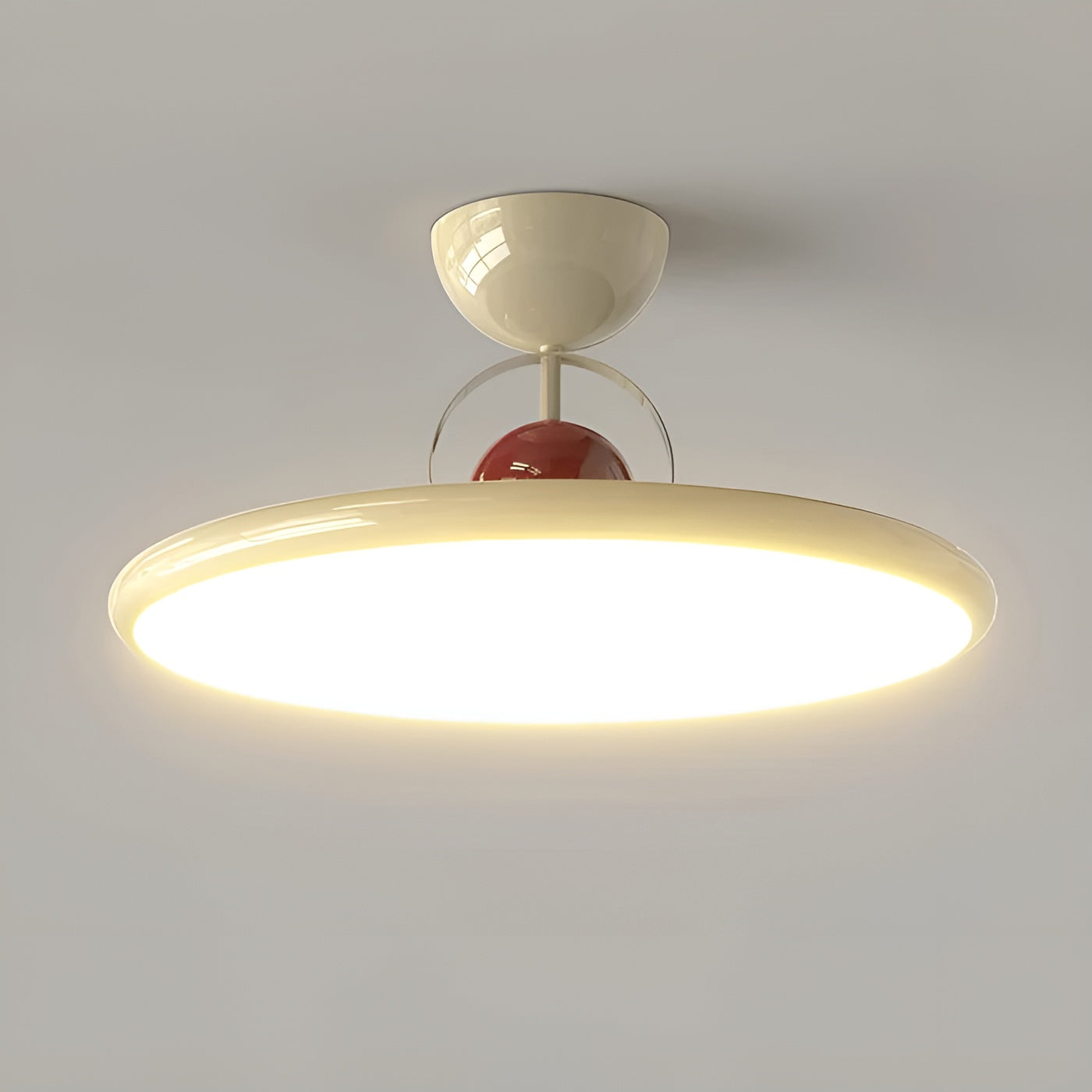 LED Taklampe – Lys og Koselig Belysning | Perfekt for Alle Rom - Ø 40cm x H 24cm /∅ 15.7″xH 9.4″ / Beige / Varmt Lys