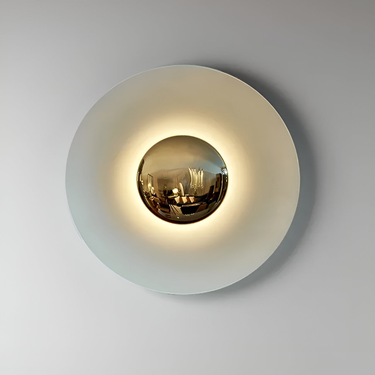 Rund LED-vegglampe – Moderne og Stilfull | Varmt Lys for Et Koselig Hjem - 60cm / Hvit med Gull / Varmhvit