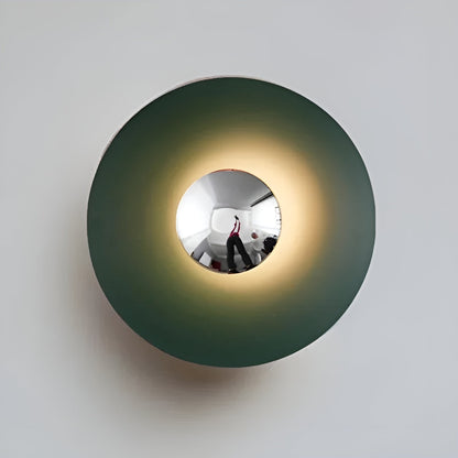 Rund LED-vegglampe – Moderne og Stilfull | Varmt Lys for Et Koselig Hjem - 30cm / Grønn med Sølv / Varmhvit