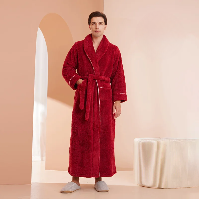 Lang myk badekåpe med belte og lommer – unisex, bilde 7