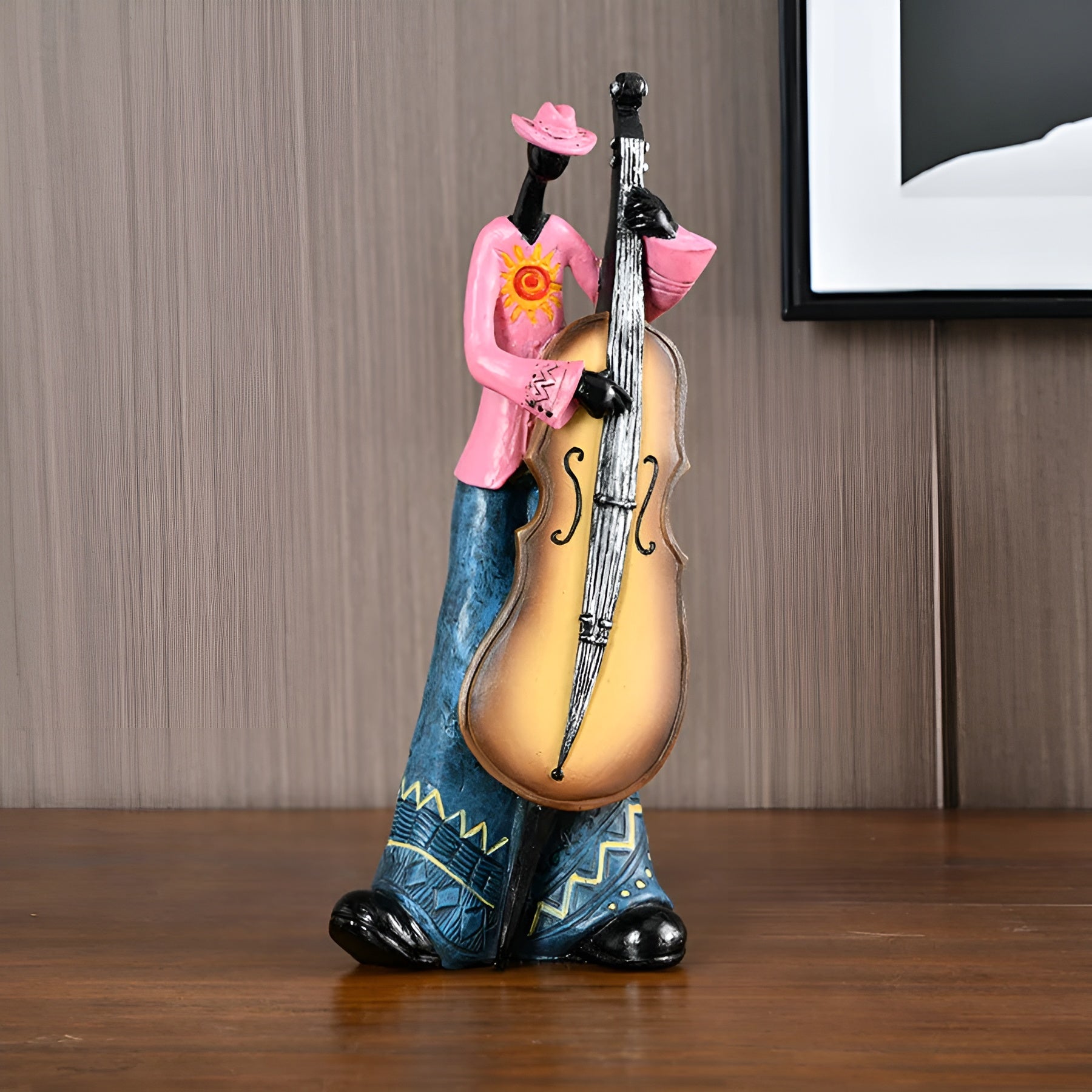 Jazzband-figur I Harpiks – Dekorativ Figur I Vintage Musikkstil
