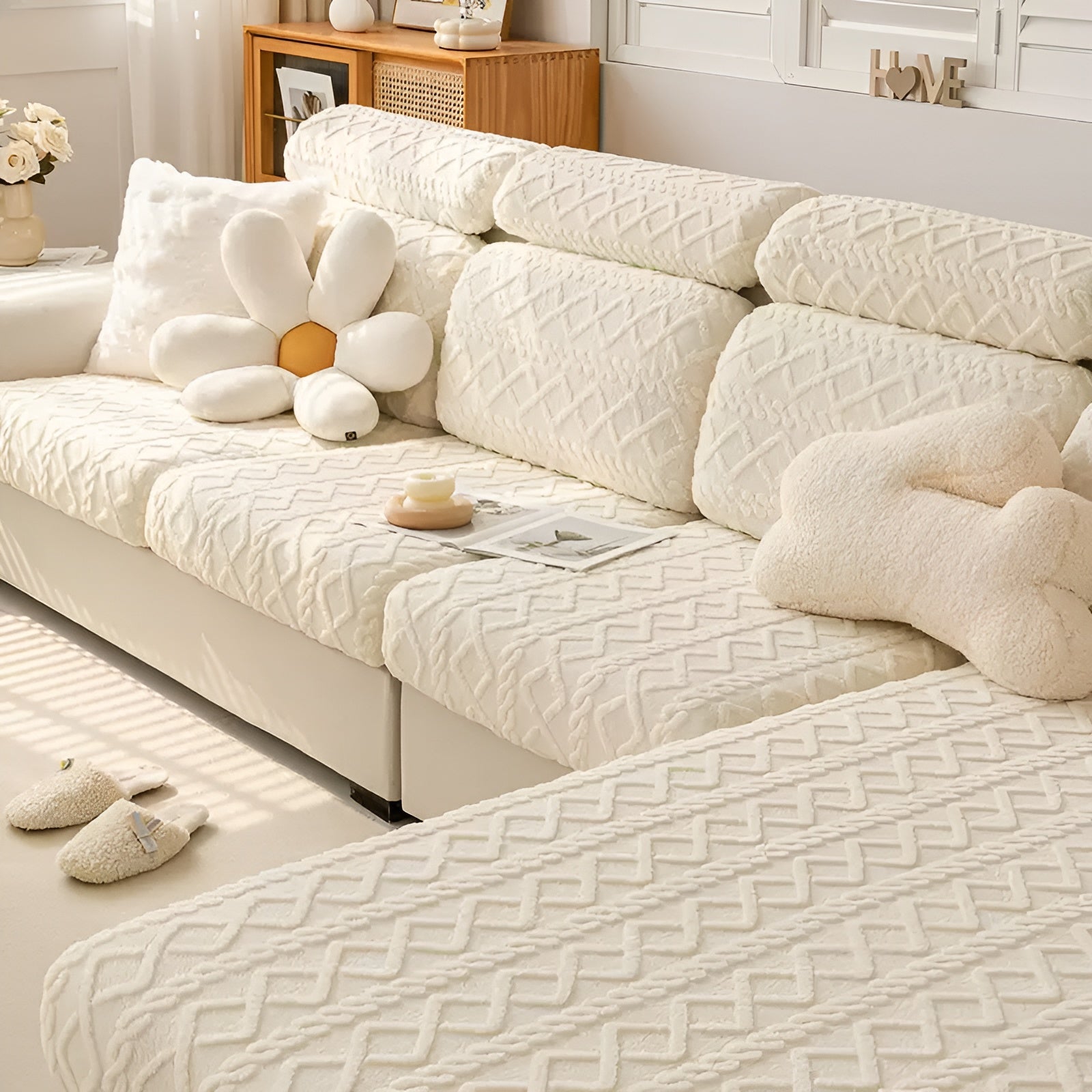 Fløyelssofaovertrekk Med Diamantmønster – Mykt Og Luksuriøst | Passer Perfekt Til Alle Sofaer