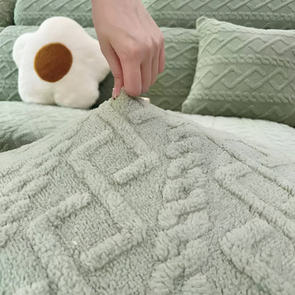 Fløyelssofaovertrekk Med Diamantmønster – Mykt Og Luksuriøst | Passer Perfekt Til Alle Sofaer