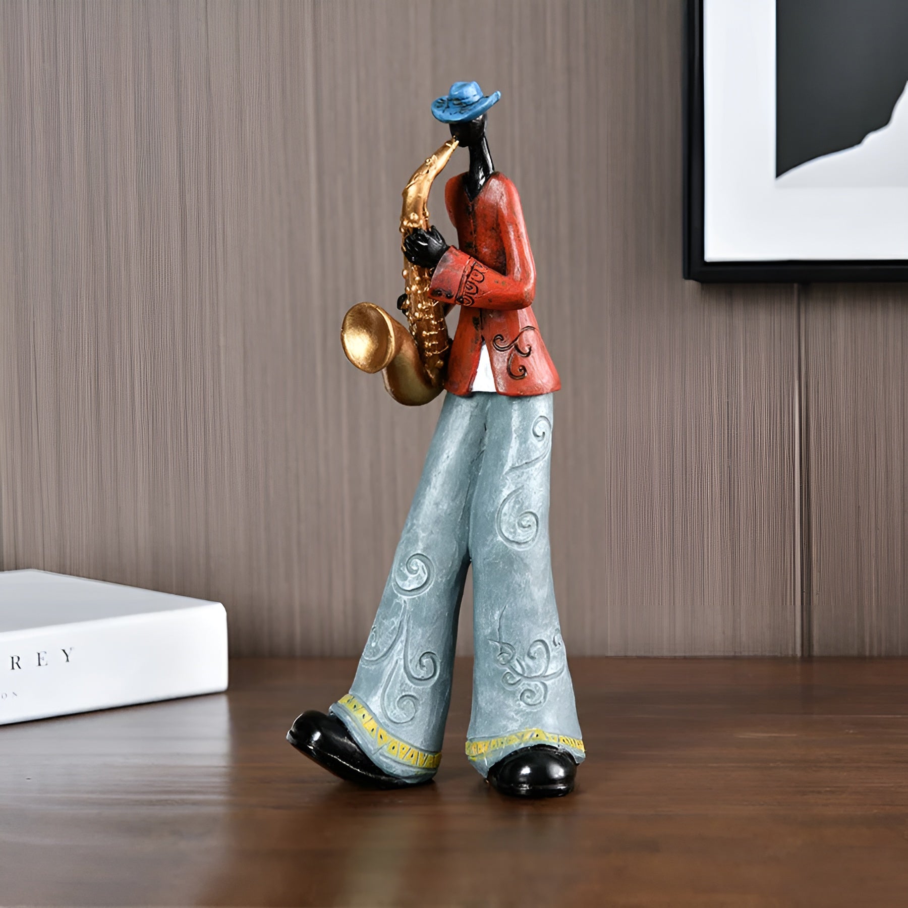 Jazzband-figur I Harpiks – Dekorativ Figur I Vintage Musikkstil