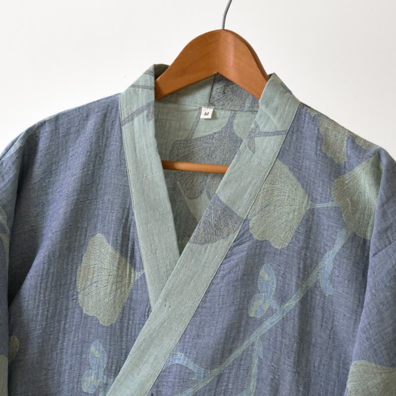 Kimono badekåpe med ginkgoblader, sidevisning
