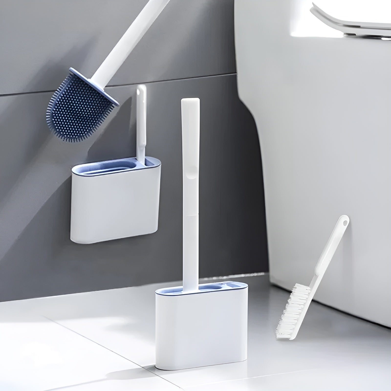 Silikon Toalettbørste med Veggfeste – Hygienisk og Holdbar | Perfekt for Bad og Gjestetoalett