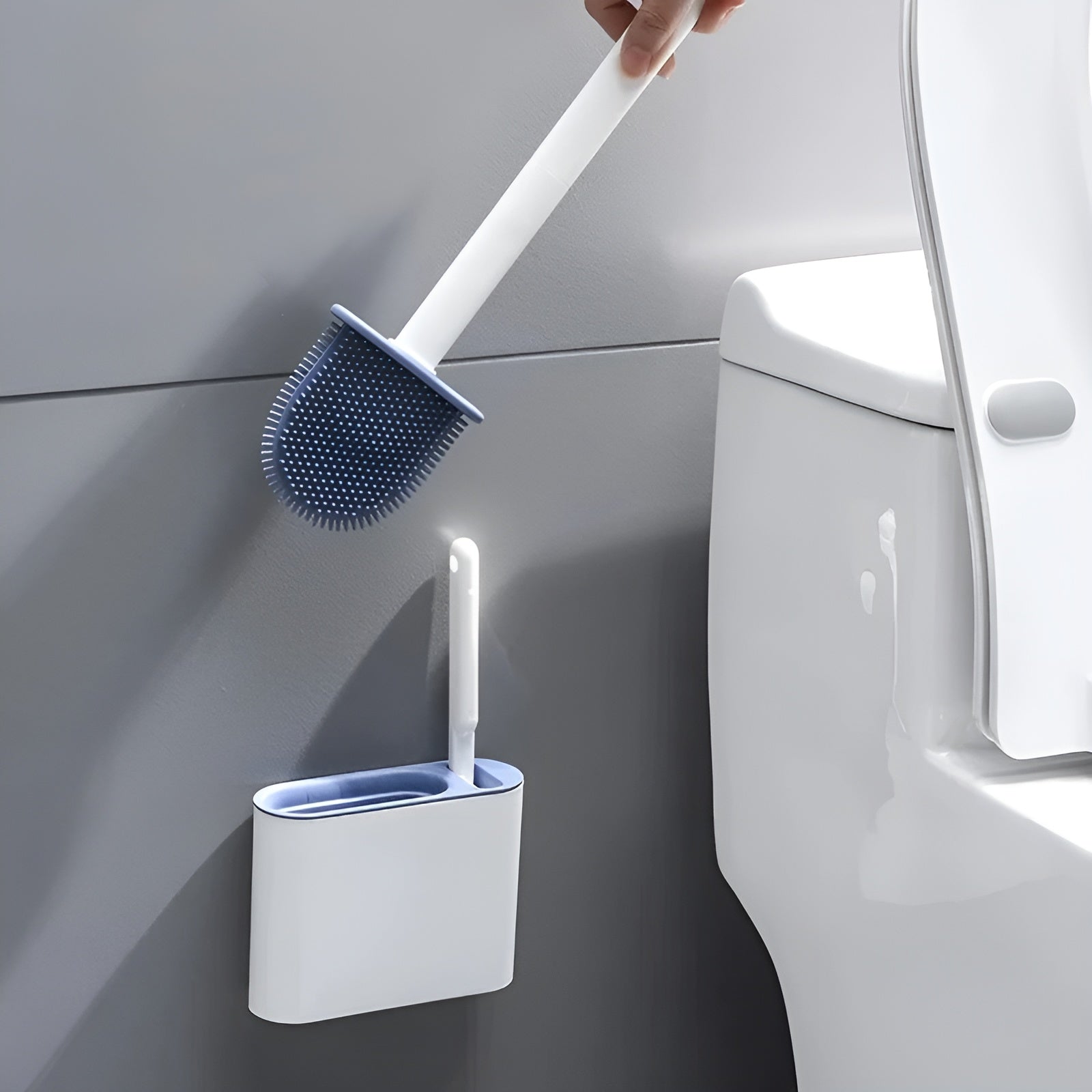 Silikon Toalettbørste med Veggfeste – Hygienisk og Holdbar | Perfekt for Bad og Gjestetoalett