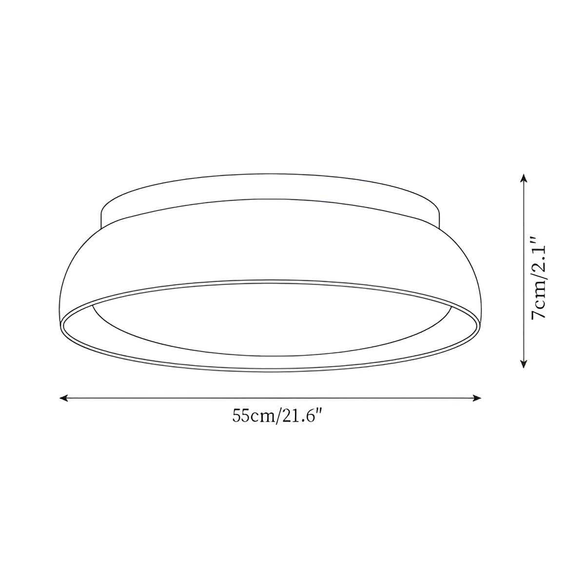 Rund Taklampe – Varmt og Jevnt Lys | Perfekt for Alle Rom - Dia 55cm x H 7cm / ∅ 21.6″ x H 2.1 / Varmhvit