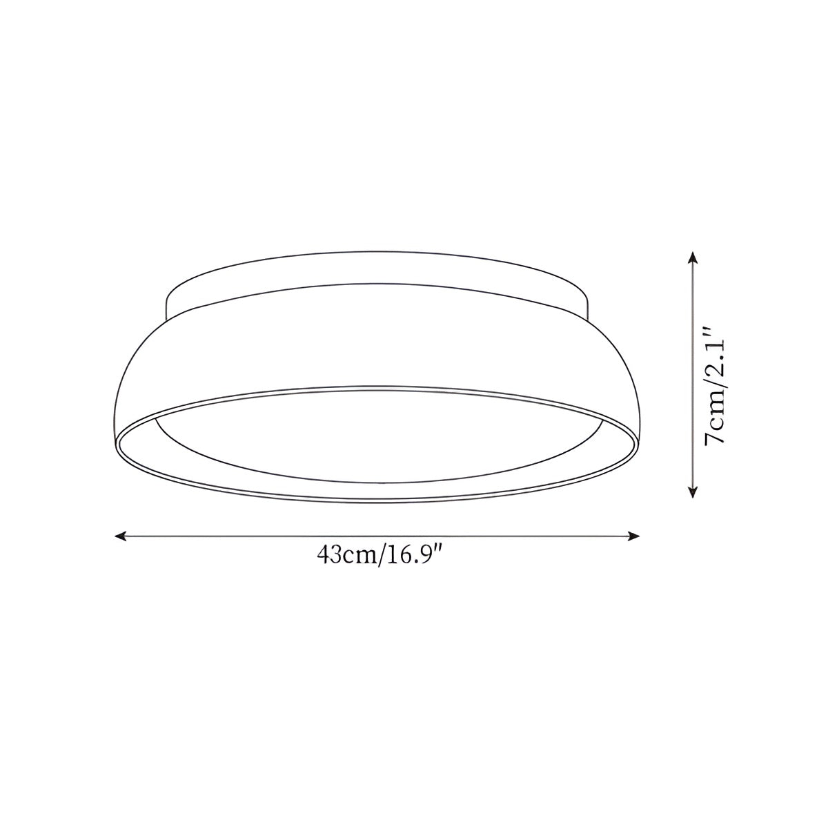 Rund Taklampe – Varmt og Jevnt Lys | Perfekt for Alle Rom - Dia 43cm x H 7cm / ∅ 16.9″ x H 2.1 / Varmhvit