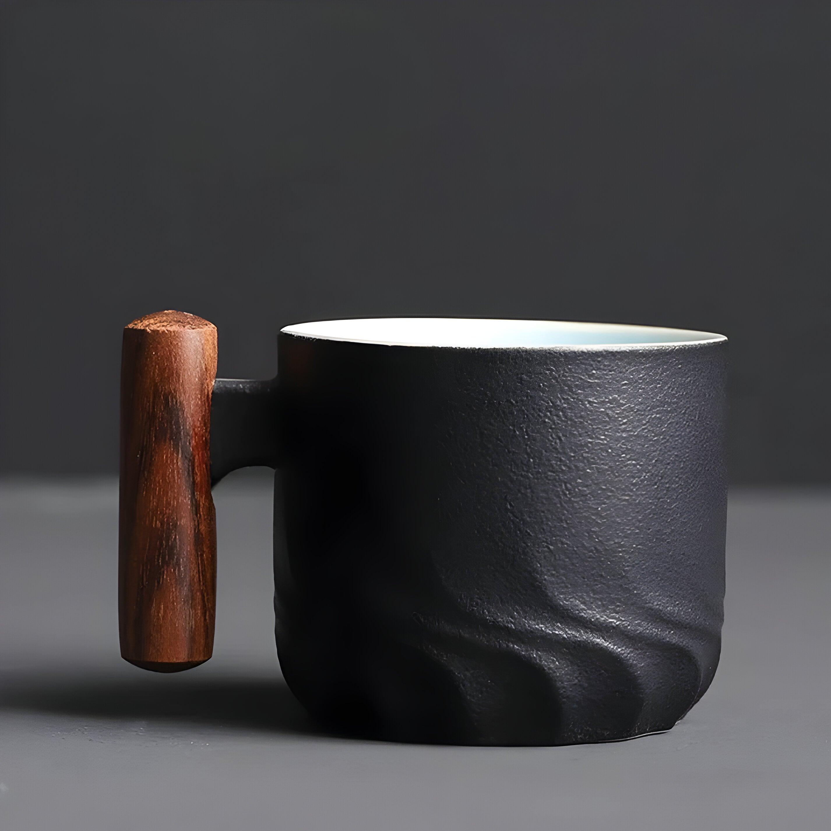 Keramisk Kaffekopp Med Trehåndtak - Minimalistisk Keramisk Kaffekopp