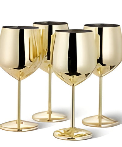Vinglass I Rustfritt Stål Med Gullfinish – Elegante Glass Til Vin Og Spesielle Anledninger