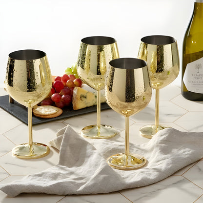Vinglass I Rustfritt Stål Med Gullfinish – Elegante Glass Til Vin Og Spesielle Anledninger