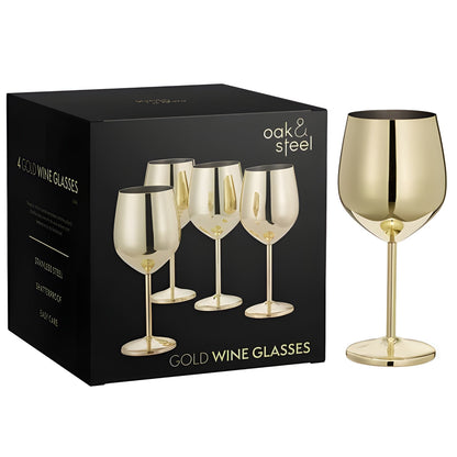 Vinglass I Rustfritt Stål Med Gullfinish – Elegante Glass Til Vin Og Spesielle Anledninger
