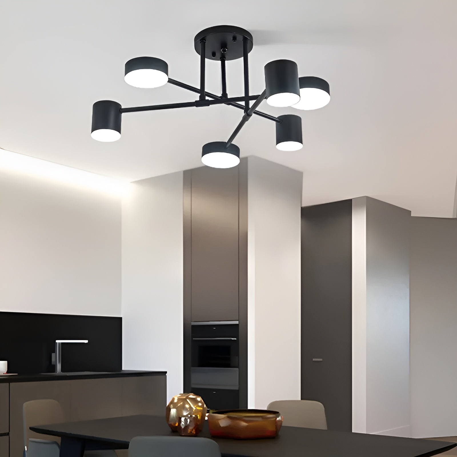 Led-taklampe Med 6 Armer – Moderne Design Og Sterkt Lys | Perfekt For Oppholdsrom