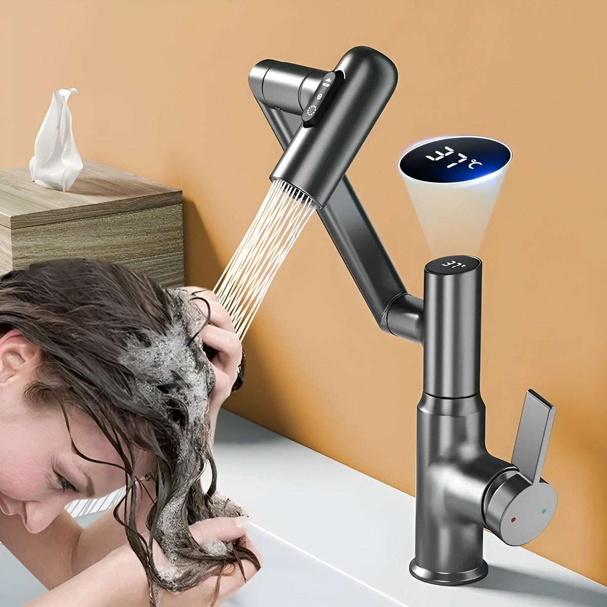 Lustraflow 360° Smart-Wasserhahn – LED-Temperaturanzeige | Intelligente Wassersteuerung