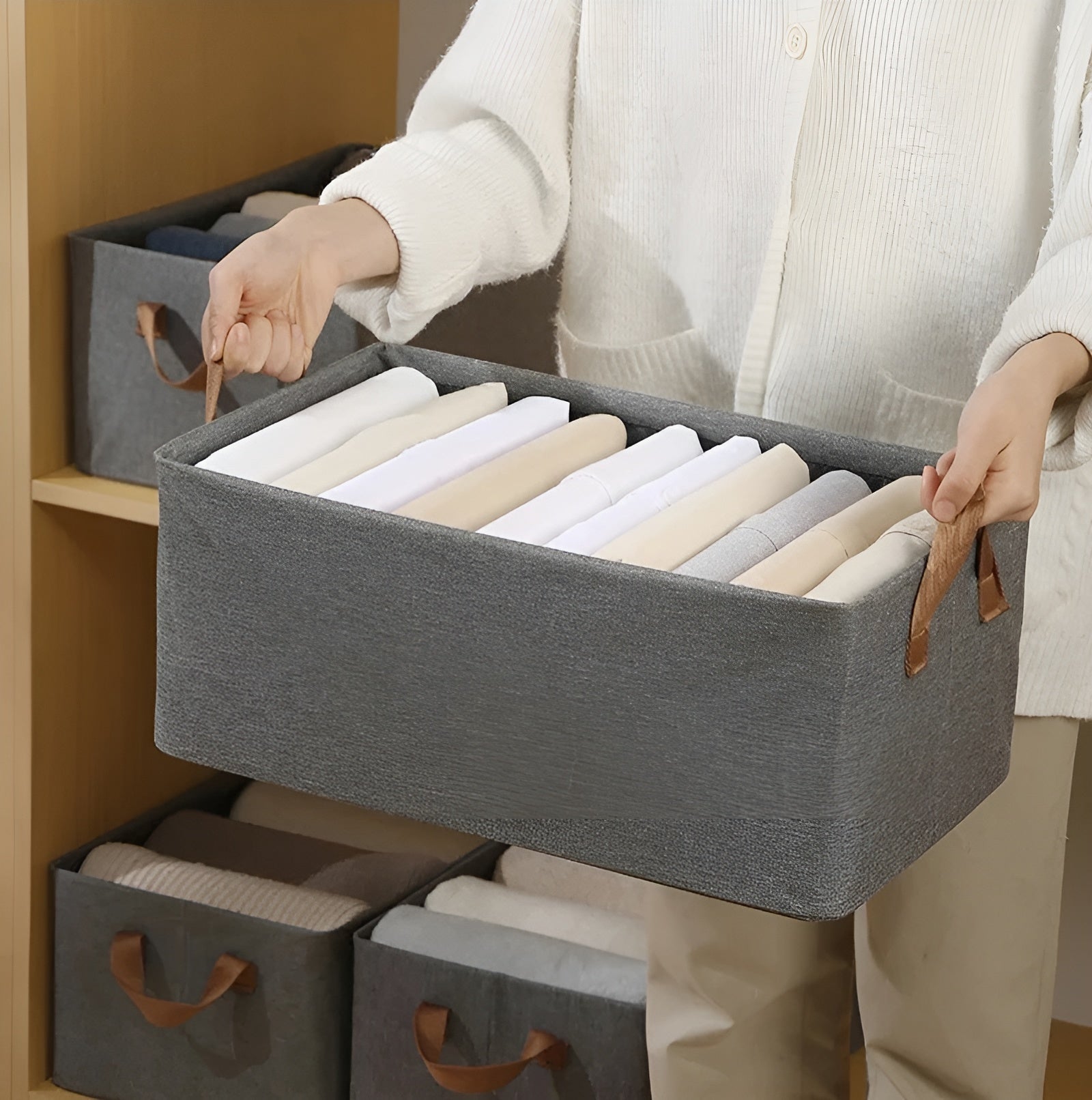 Sammenleggbare Oppbevaringskurver – Praktisk 3-pakning | Perfekt for Klær, Leker og Mer