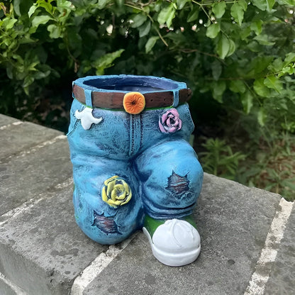 Unik Blomsterpotte i Resin – Denim-inspirert Design | Et Blikkfang for Ethvert Rom