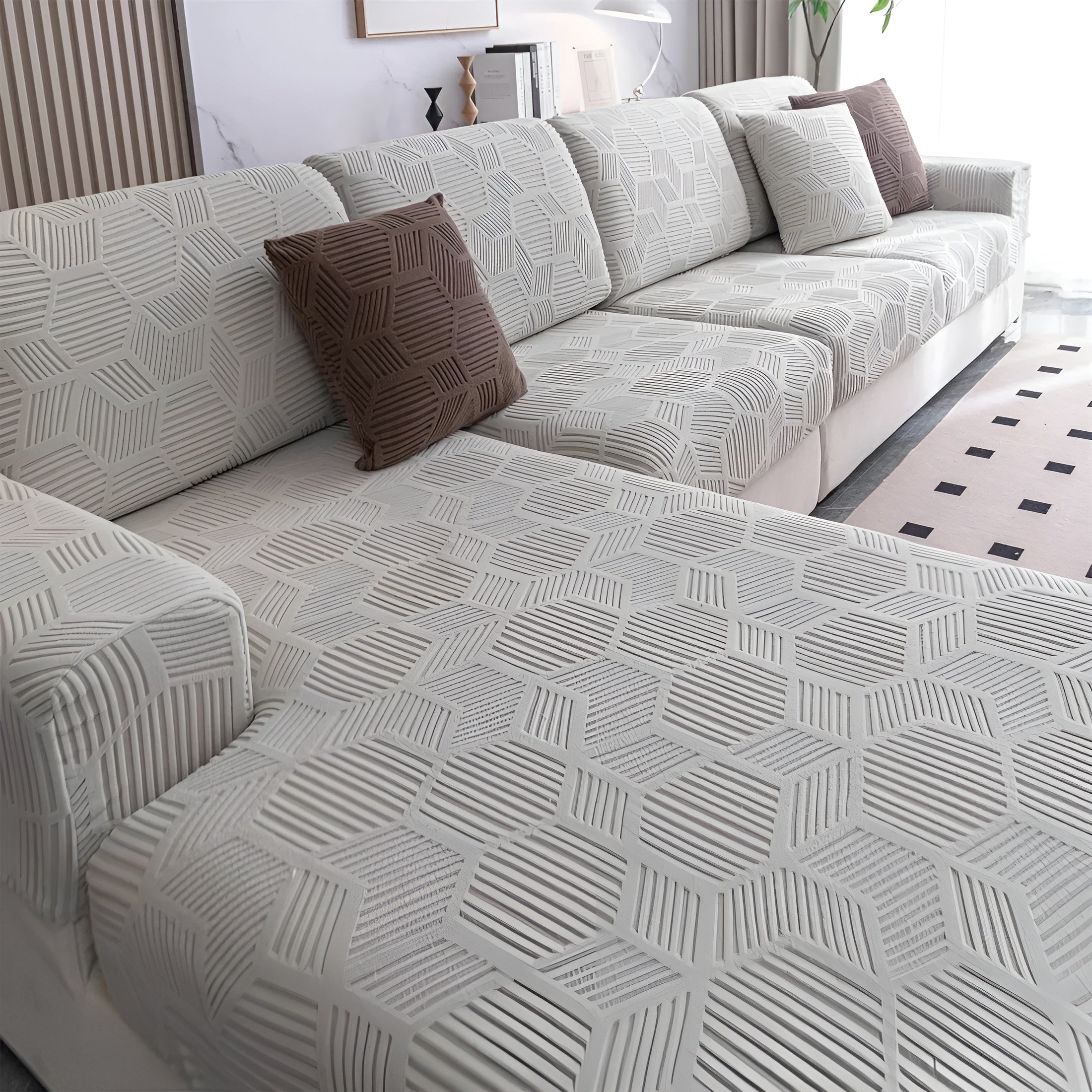 Jacquard Sofaüberwurf mit geometrischem Muster – Weich & Haustierfreundlich | Perfekt zum Schutz und für gemütliche Wohnräume