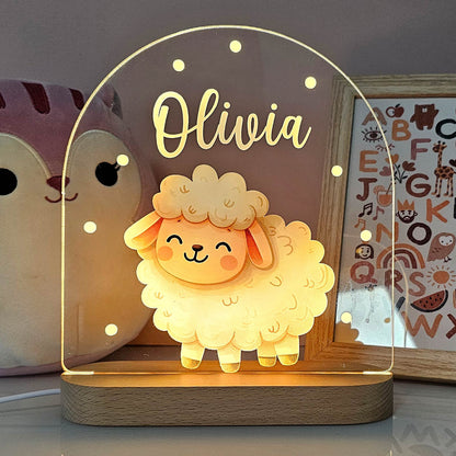 Nattlampe med tigermotiv personalisert for barn