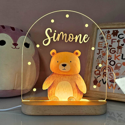 Personlig nattlampe med pandamotiv til barn